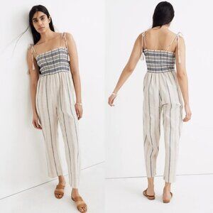 NWT Madewell Smocked Linen Jumpsuit Pockets 2020 New With Tags Size Small Boho S